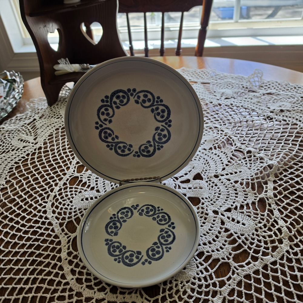 Denby Langley Salad & Bread Dessert Plates Authentic English Blue Stoneware